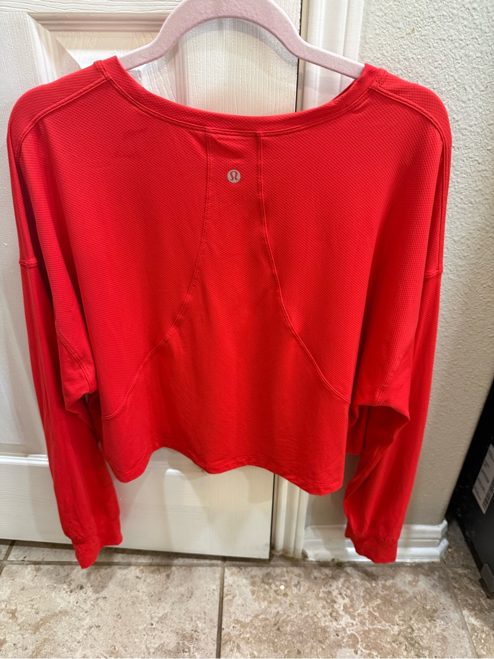 lululemon athletica Bright Red Long Sleeve Cropped workout top